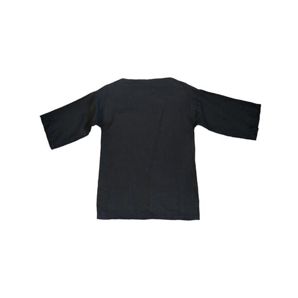 Love and Confuse Alexis Linen Tunic Top Black Front Pocket Lightweight Elegant - Picture 2 of 10